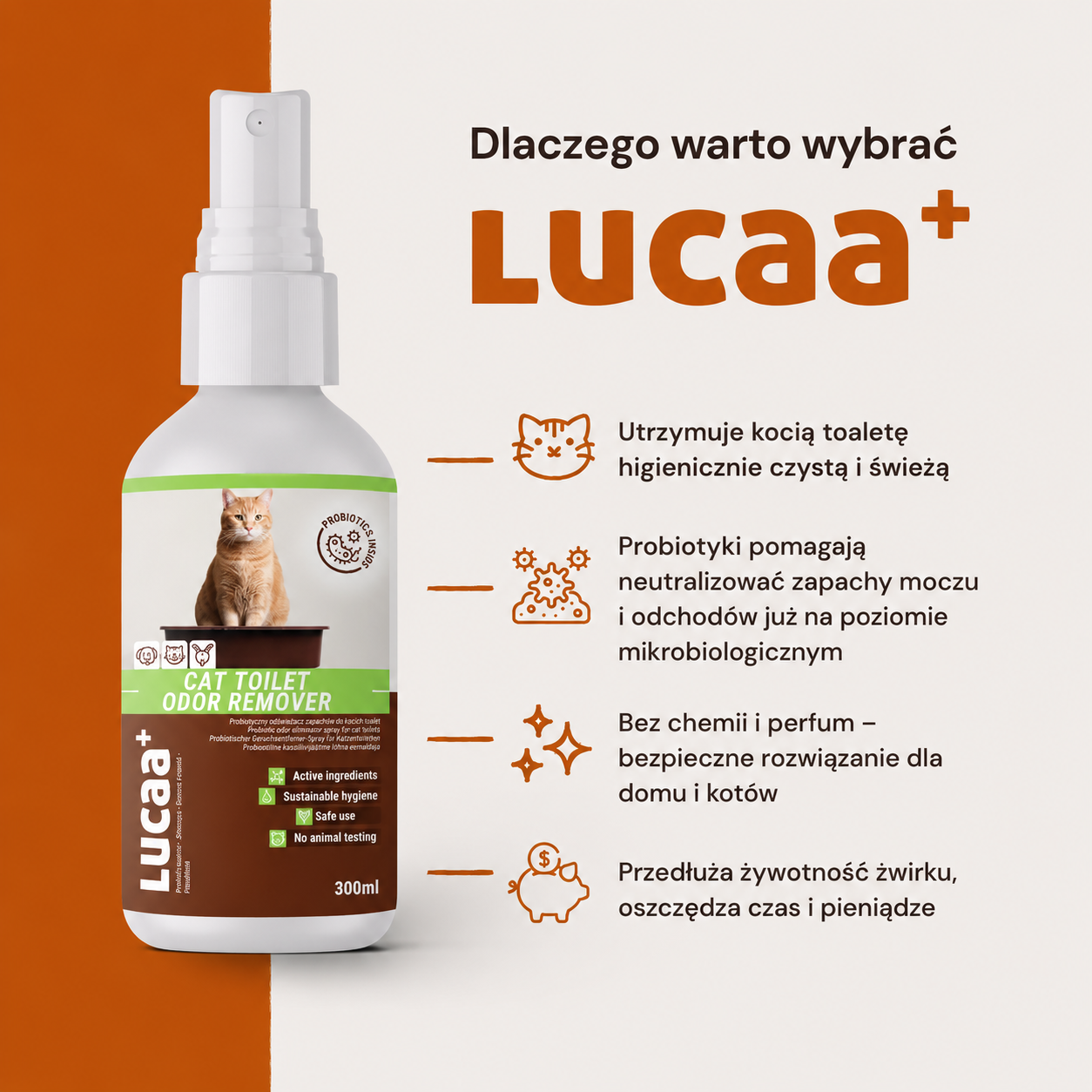 Lucaa+ Odor remover do kuwet dla kotów